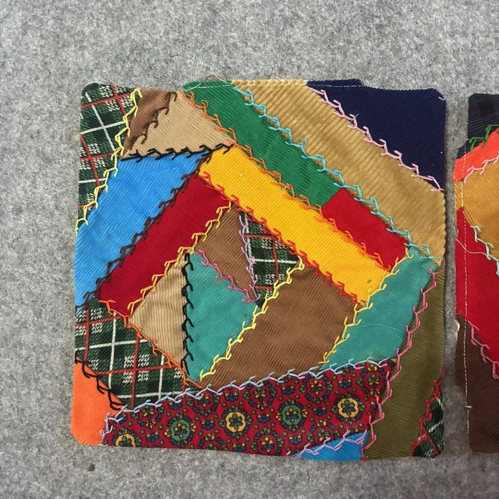 Vintage Crazy Quilt Patchwork Pillow Sham Cover Throw Set Cottagecore Top Boho